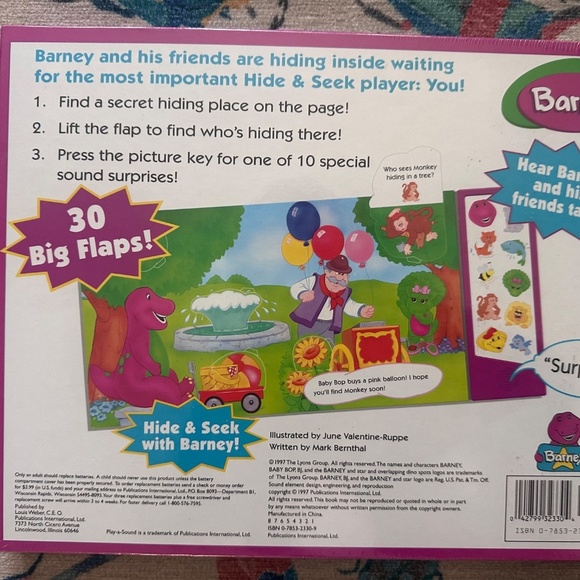 Sealed Vintage 1997 Barney Lift and Listen book - Picture 2 of 3